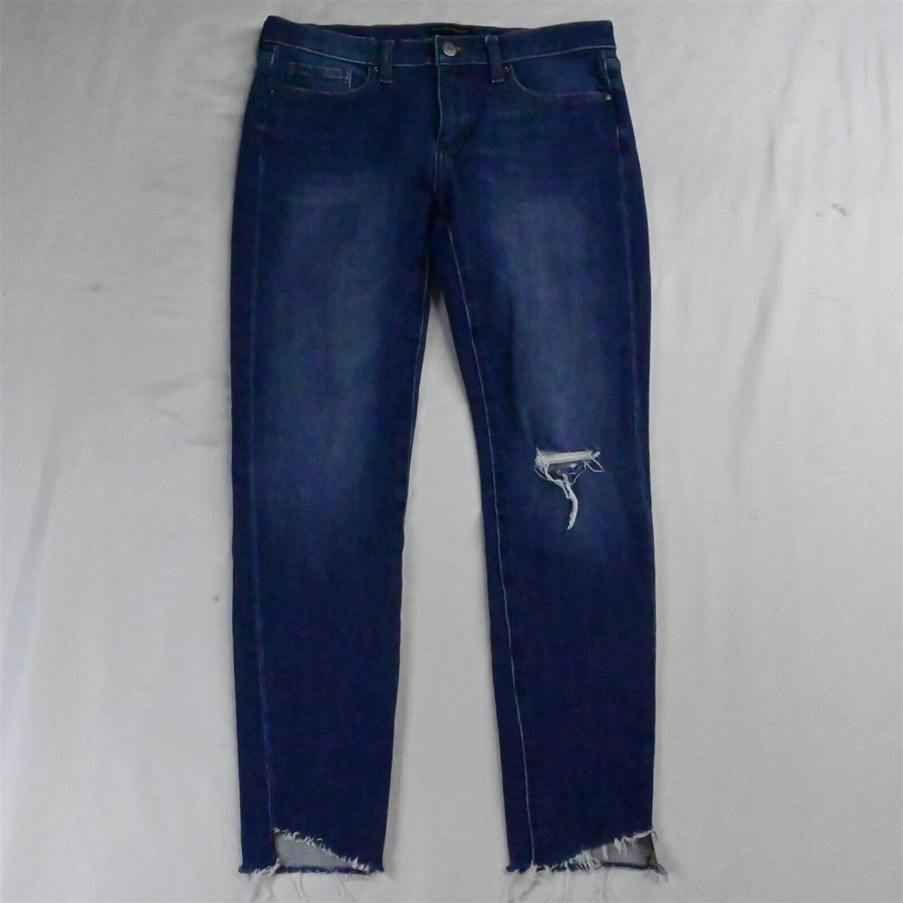 Banana Republic 29 Skinny‎ Raw Hem Dark Destroyed Stretch Denim Womens Jeans